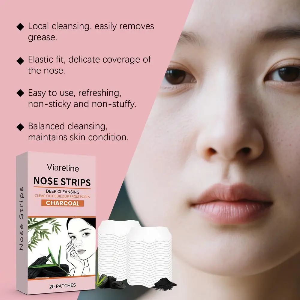 20 pçs unisex cravo remover máscara tiras nasais psiquiatra limpeza poros nariz cabeça preta remover adesivos cuidados com a pele máscara remendo
