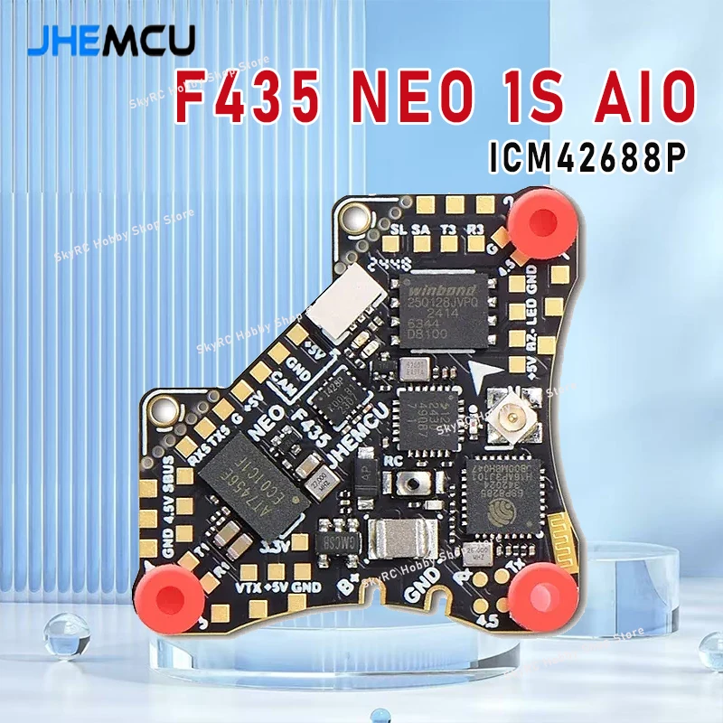 

Плата JHEMCU F435 NEO 1S AIO — ICM42688P, черная коробка 16 МБ, регулятор 4-в-1 5A (Dshot300), внешний TYPE-C