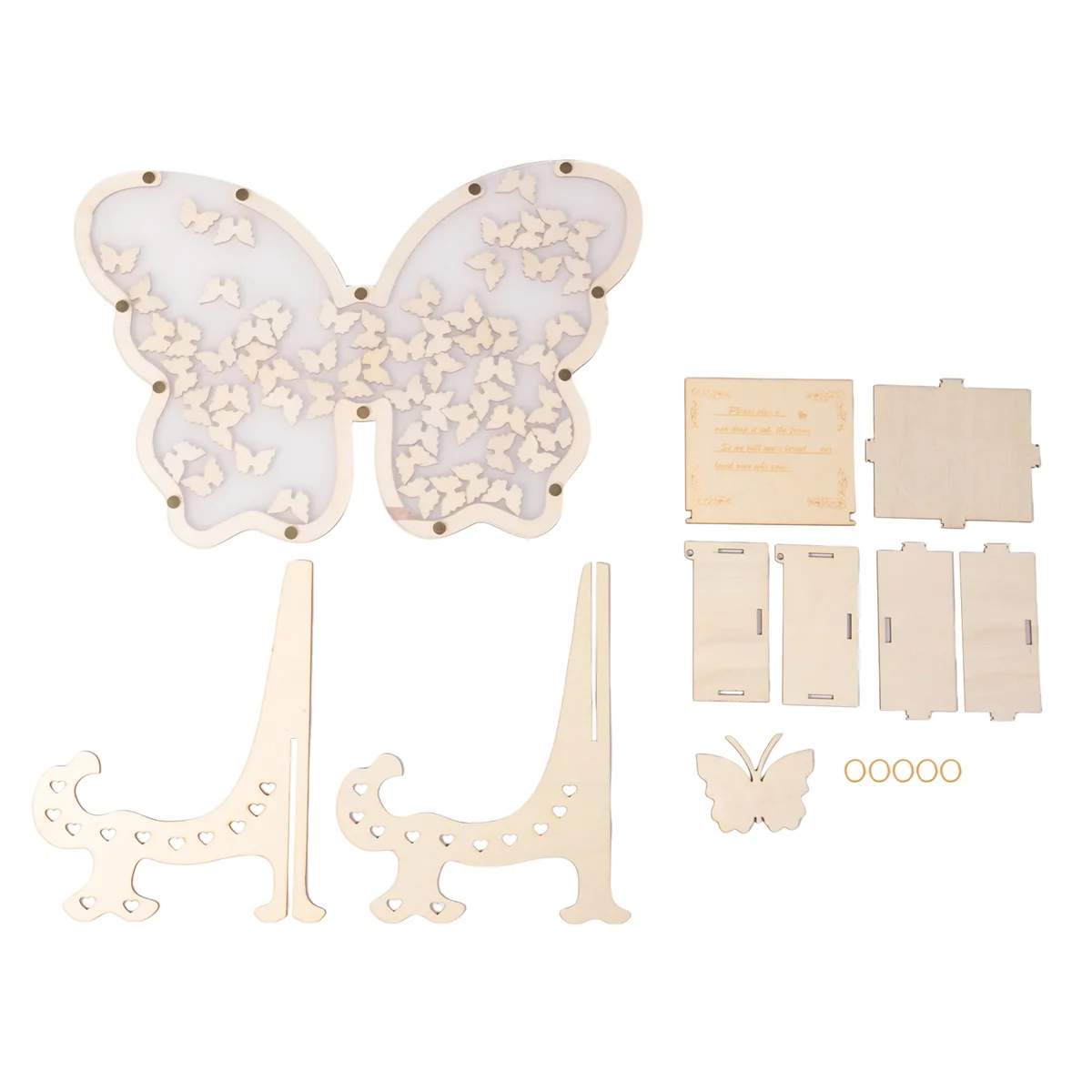 White Wedding Guest Book Alternative for 40 Guests to 200 Guests, Drop Wooden Butterfly Frame with Small Butterflies