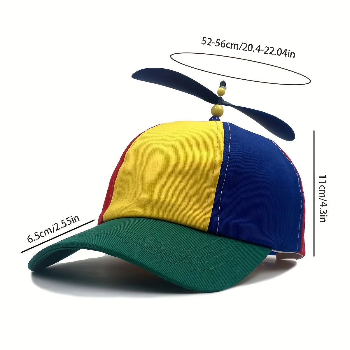 Rainbow Watermelon Hat Bamboo Dragonfly Propeller Detachable Baseball Hat Spliced Color Duck Tongue Hat