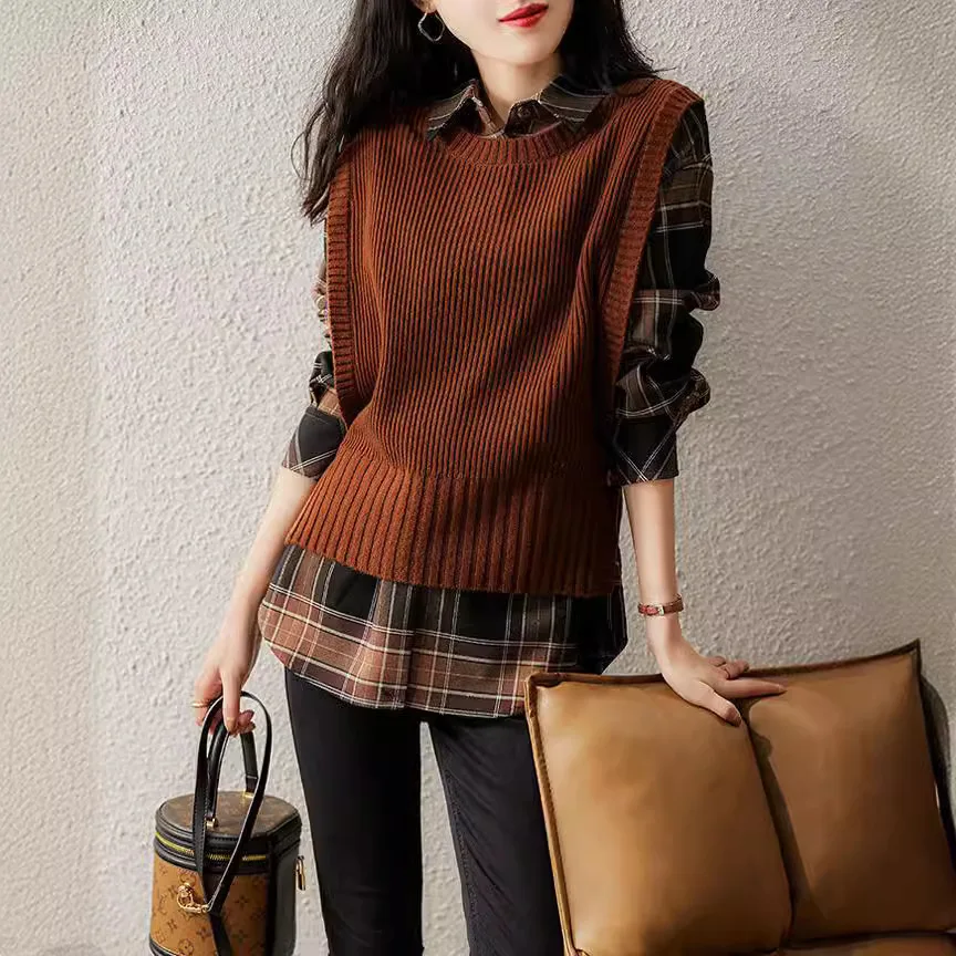 

Sweaters Jumpers Vests Womens Sweater For Woman Ombre Harlequin Patterns Vest Slim-Fit Autumn Punk Style Subculture Comfortable