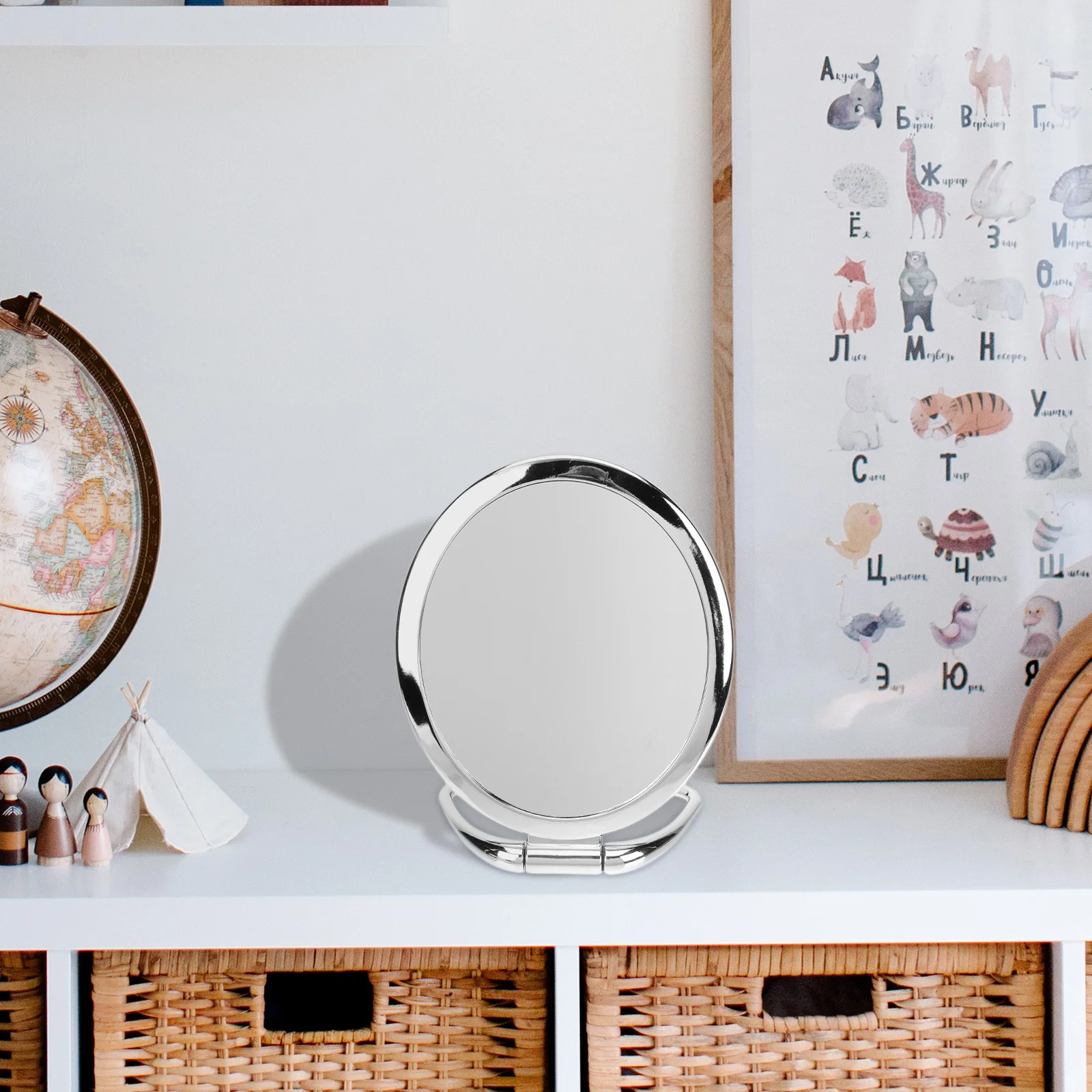 

1Pcs Makeup Mirror Desktop Foldable Double-Sided Tabletop Mirror Stable Base Household Makeup Accessory