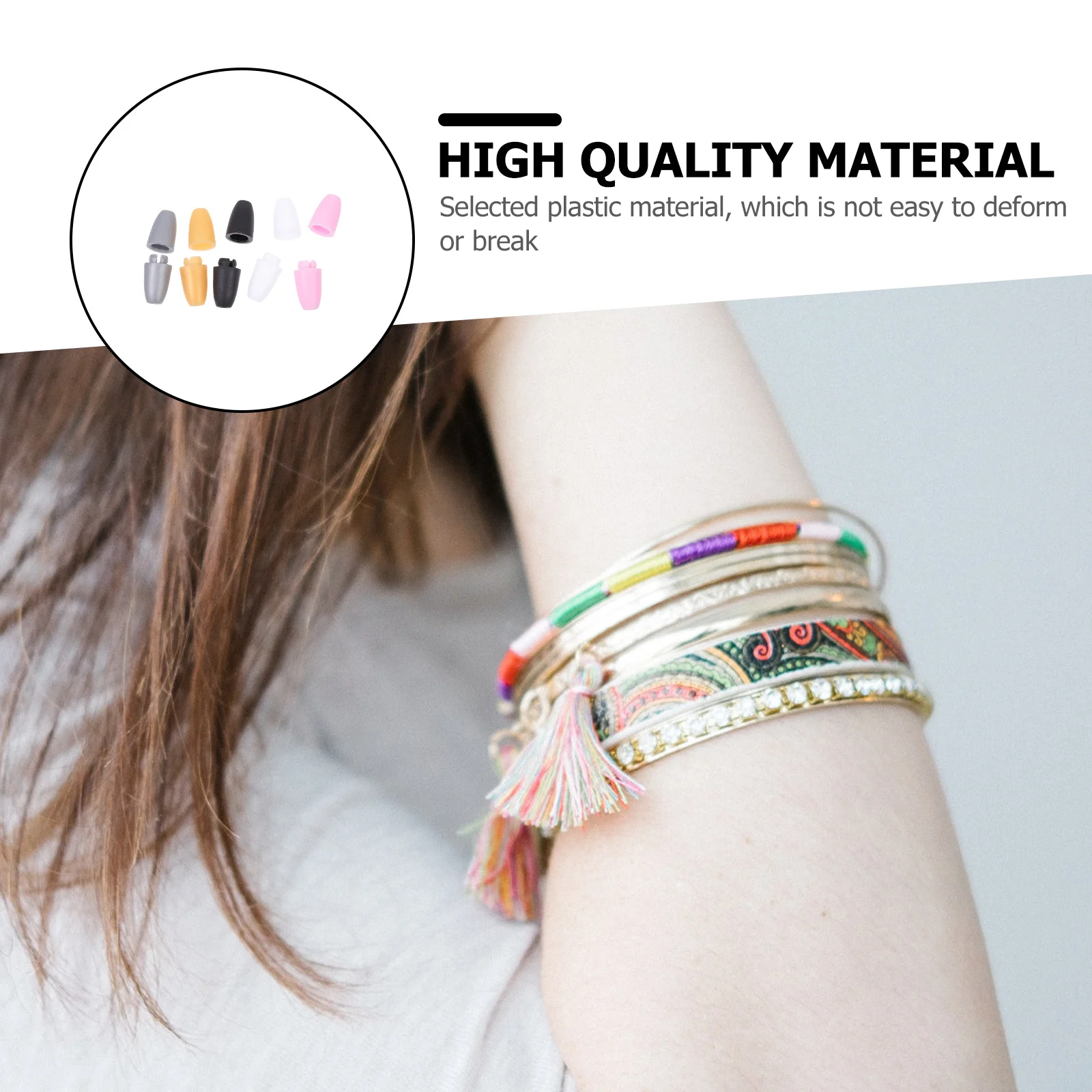 

50Pcs Safety Clasp Beads Barrel Connectors Plastic Breakaway Clasps for Lanyards Necklaces Breakaway Safety Clasps