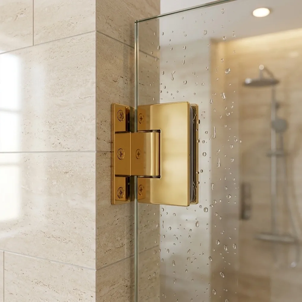 Stainless Steel 304 Glass Door Hinge in Gold for Frameless For Shower Enclosures Supporting Multi Angle Opening