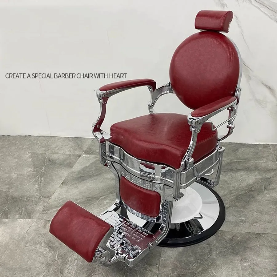 

Vintage Barber Chair Red Base Standing Mat Professional Mobile Barber Chair Tool Massage Luxury Footrest Legs Sedia Salon Chair