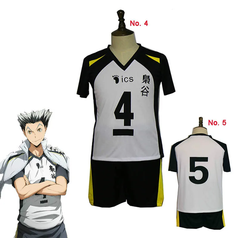 Haikyuu Fukurodani Bokuto Koutarou Haikyuu camiseta de Cosplay para hombres y mujeres, N ° 4, n ° 5, uniforme de Cosplay, camisetas y pantalones, Jersey