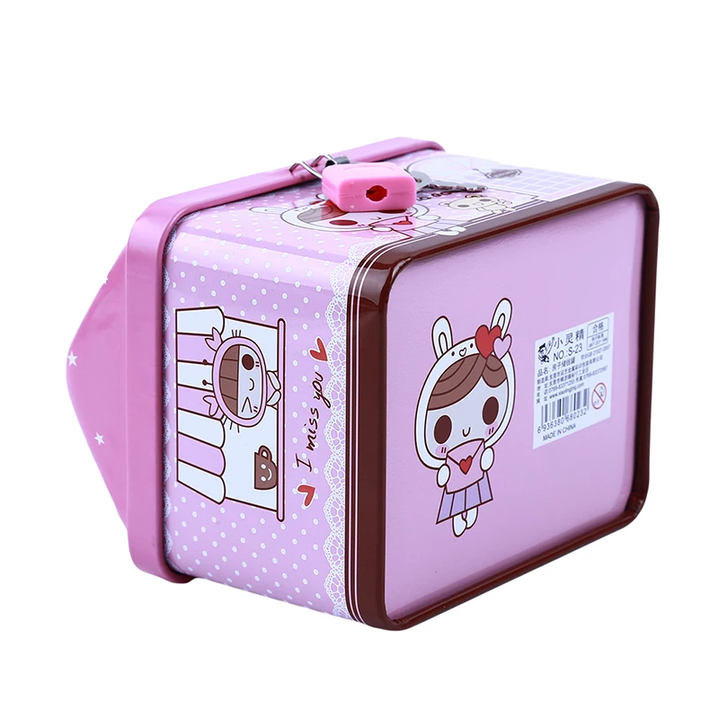 New Metal House Shape Piggy Bank Coin Safe Storage Box Child Piggy Banks Key Lock Money Box Creative Children Christmas Gift