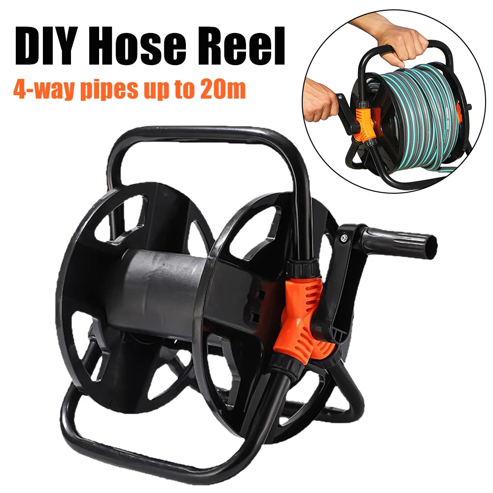 Schlauchtrollen-Aufbewahrungsregal, Vierwegerohre bis zu 20 Meter lang, tragbare Wasserleitung, Schlauch-Aufbewahrungsrolle, Bewässerungsschlauch-Wickelrolle