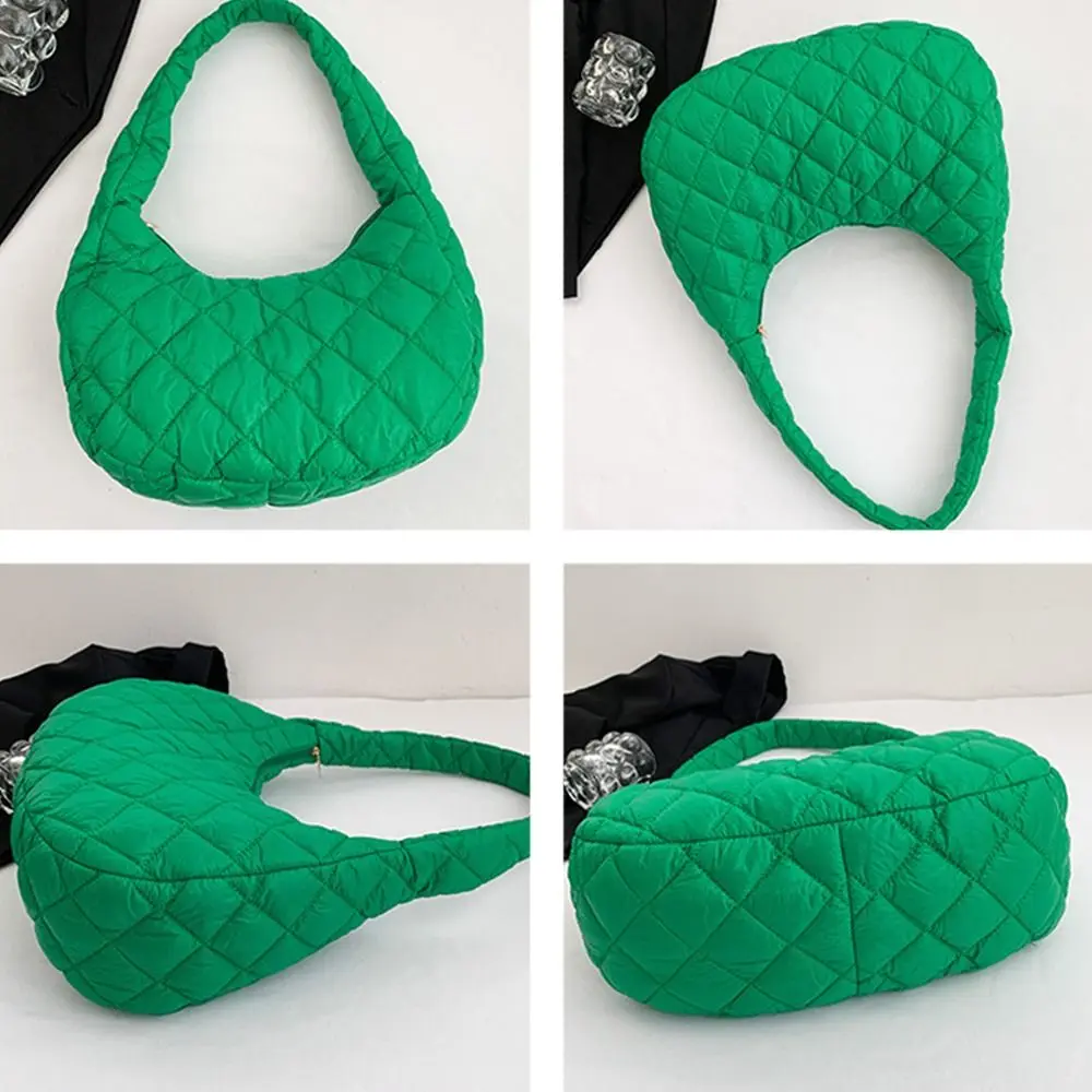 Fashion Women Large Capacity Quilted Tote Bags Down Cotton Padded Shoulder Bags Girls Underarm Bags Puffy Handbags