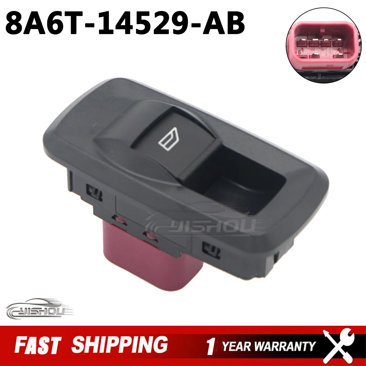 Car Window Switch Single Button 8A6T-14529-AB For Ford Festiva Fiesta SE Ecosport BE8Z-14529-BA 8A6T-14529-AA CA69-14529-AA