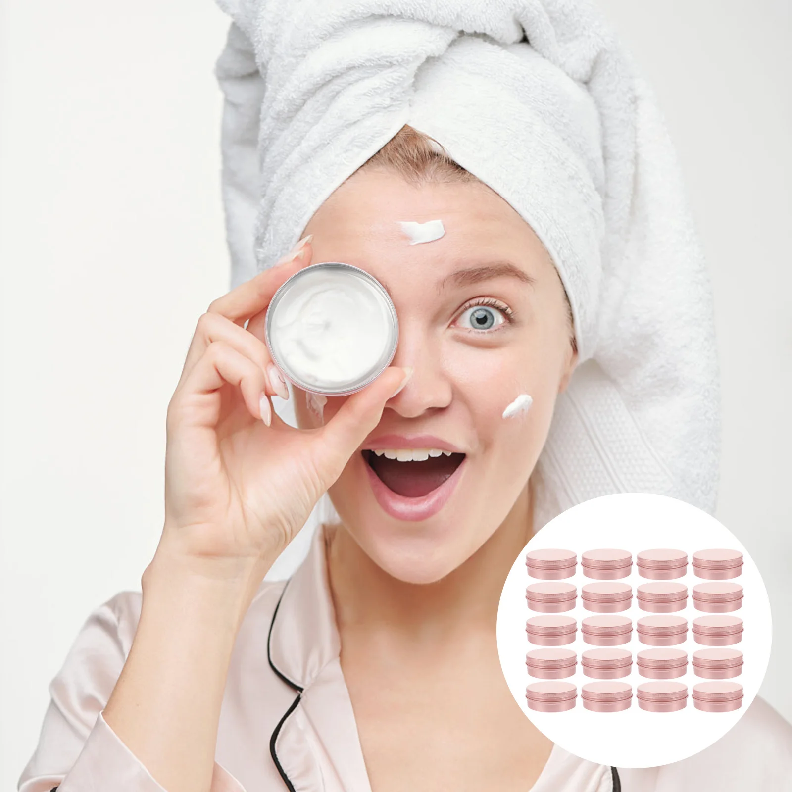 

20Pcs Compact Aluminum Cosmetics Boxes Durable Spiral Lid Cream Storage Jars for Travel and Home Use Cream Box