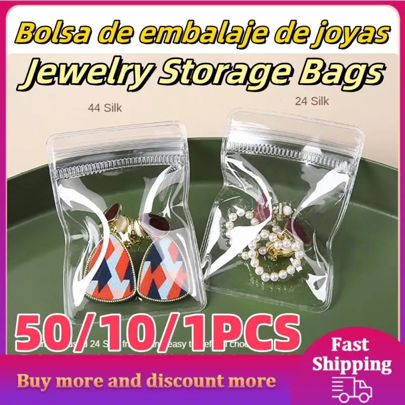 50/10/1PCS Transparent Self-sealing Bag Anti-oxidation Thickened Jewelry Literary Jade Gold Earrings Jewelry Storage Sealed Bag