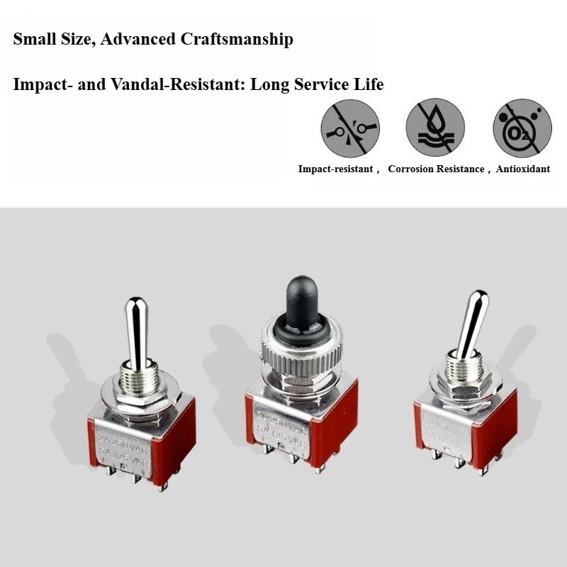 2-speed, 3-position toggle switch with M6mm round holes, mechanical, marine engine room, left/right hold, self-resetting