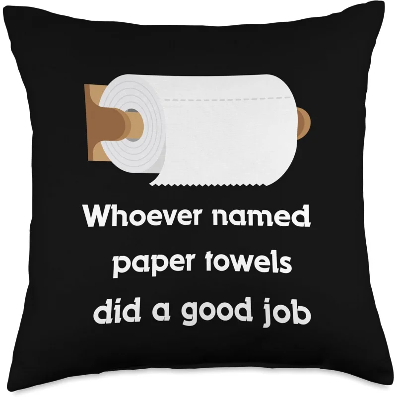 Square pillow cover with funny toilet paper pattern suitable for outdoor travel on sofa bedblack 20x20 inches