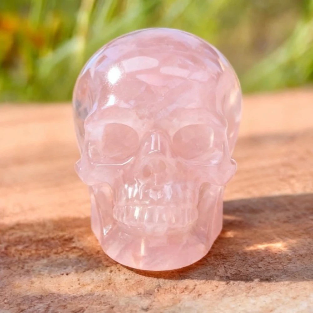 

Natural Rose Quartz Skulls Crystal Skull Carvings for Home Decoration Collection Holiday Gift Valentine's Day Gift