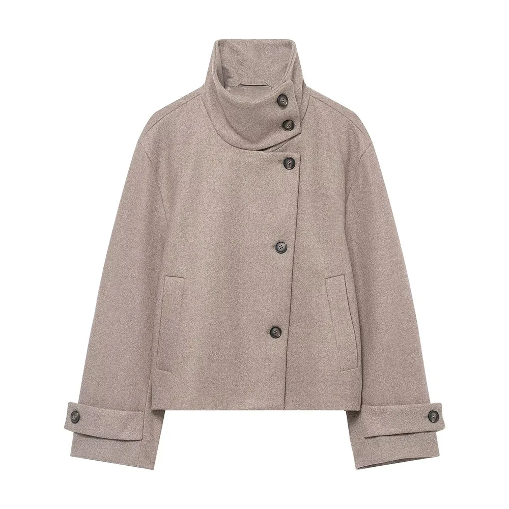 

European and American style 2025 Korean women's fashionable autumn and winter new stand-up collar jackets