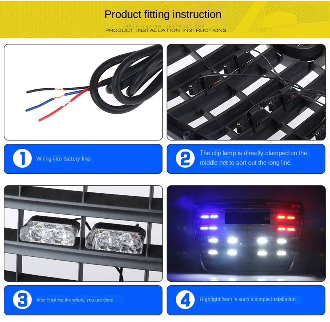 8/16 w 1 LED Suv kratka światło stroboskopowe samochodowym ostrzegawcze LED stroboskopowym migającym lampa zewnętrzna samochodowym z bezprzewodowym