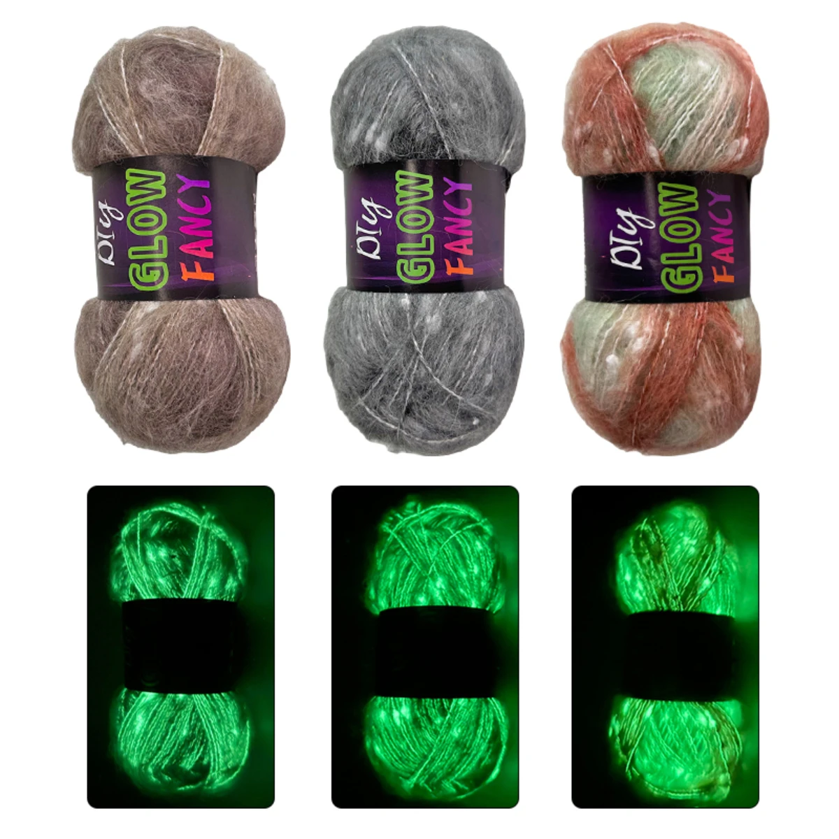 1Pc 50g Newest Luminous Yarn Glow in the dark after absorbing sunshine, Polyester Blended Nylon Wool Yarn 140meters