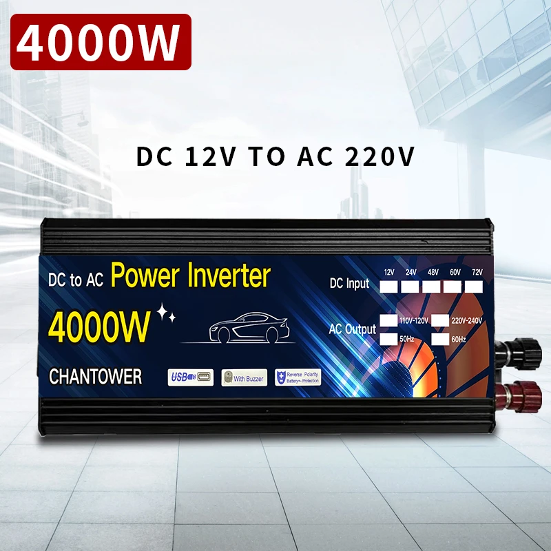 Solar Inverter DC 12V To AC 220V 2000W 3000W 4000W Modified Sine Wave Inverter Voltage Transformer Power Converter Car Inverter