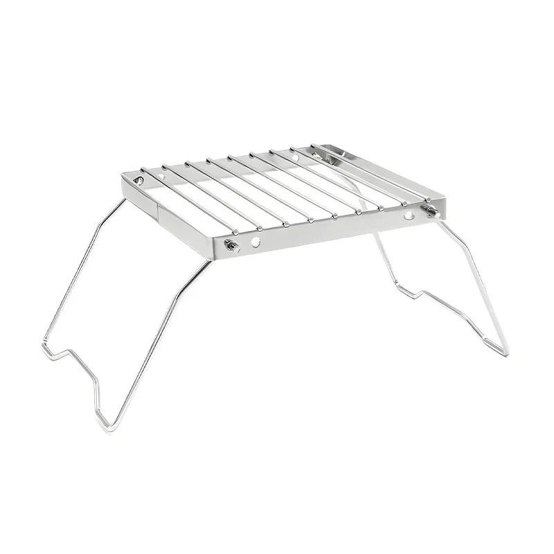 Portable Folding Camping Stove Rack Stainless Steel BBQ Grill Stand for Gas Stove Charcoal Grilling & Tea Brewing Indoor Outdoor