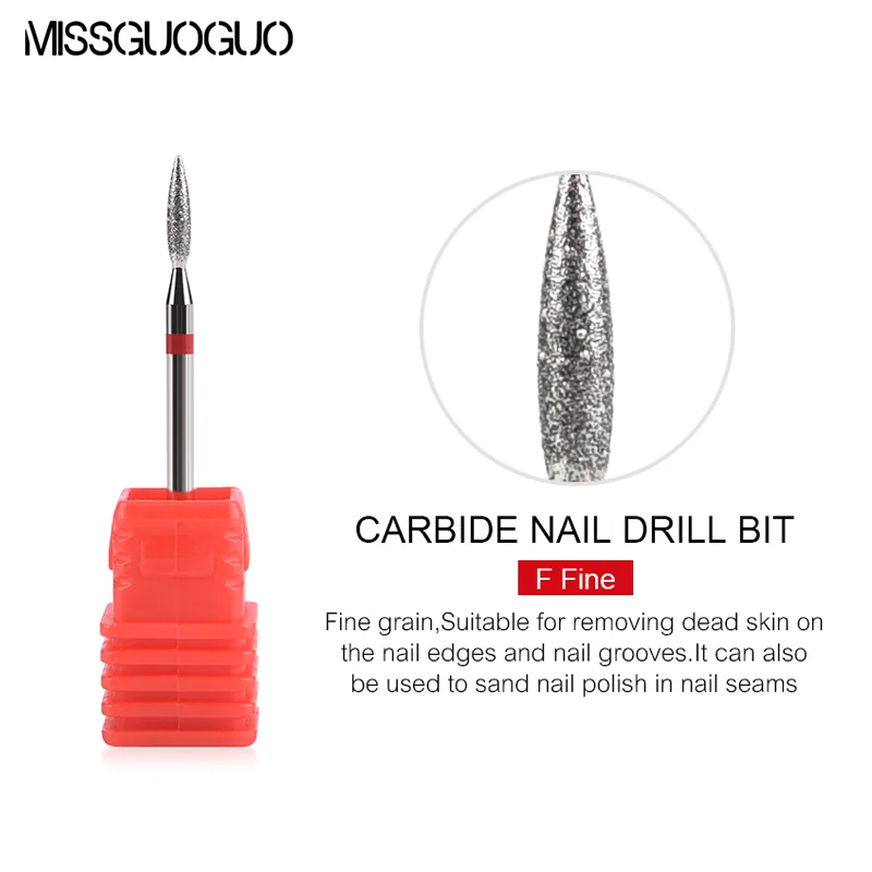 1PC Diamond Milling Cutters Pointed Head Design for Manicure Pedicure Cuticle Clean Burr Electric Nail Drill Bit Nail Files