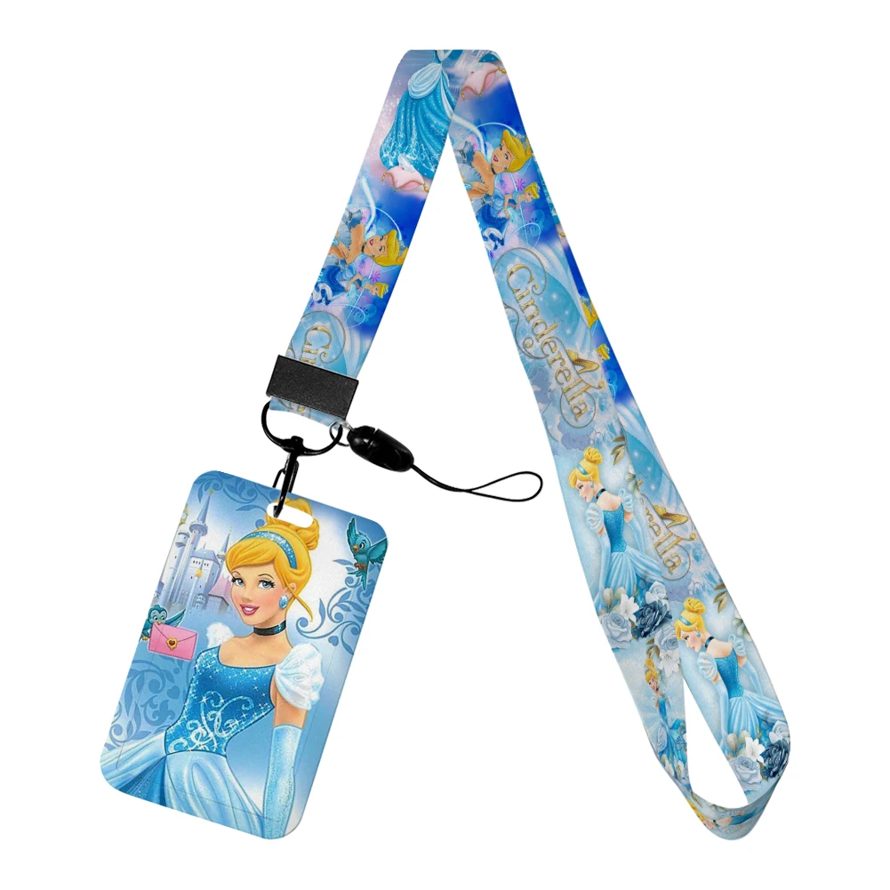 Disney Prinses Assepoester ID-kaarthouder Lanyards Zeemeermin Vrouwen Nekkoord Creditcardhouder Meisjes Badgehouder Intrekbare clip