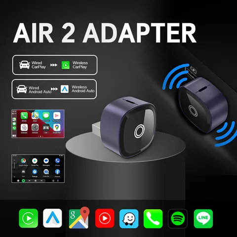 New XUDA 2 in 1 Wireless CarPlay Adapter&Android Auto Wireless Adapter, 5Ghz WiFi Type-C/USB Plug Play CarPlay Wireless