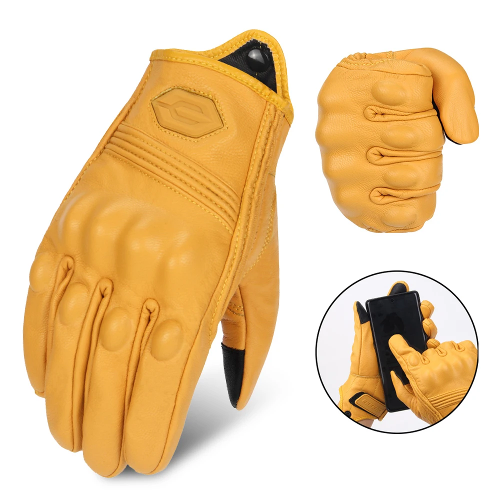 Motorcycle Gloves Winter Windproof And Warm Motorcycle Riding Gloves Anti Fall And Anti-collision Full Finger Touch Screen Glove