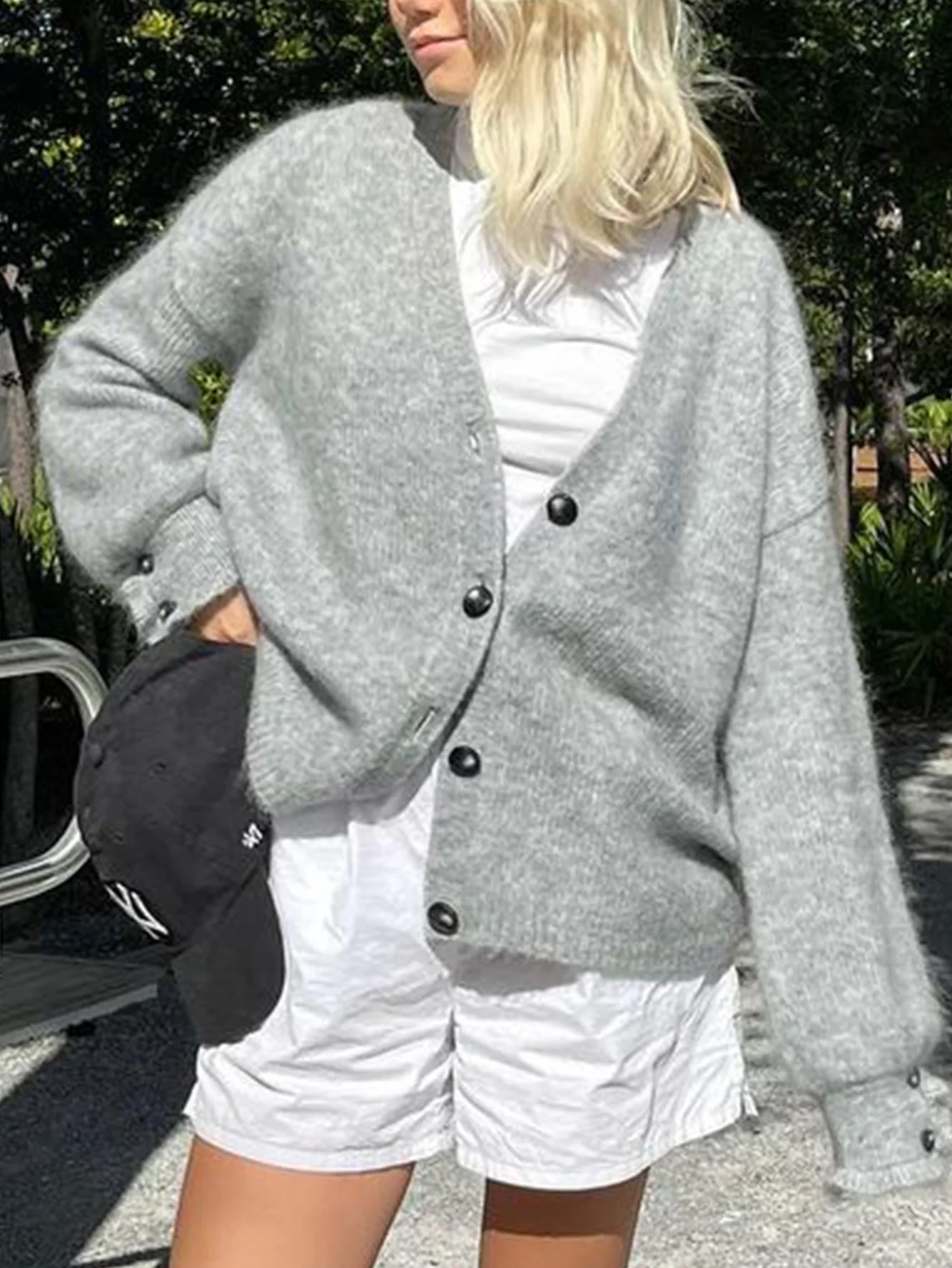 

DSMTRC Loose Solid Autumn 2025 New Inner Top Coat Clothes Casual Knit Sweater Cardigan For Women Ribbed Female Knitwear Cardigan