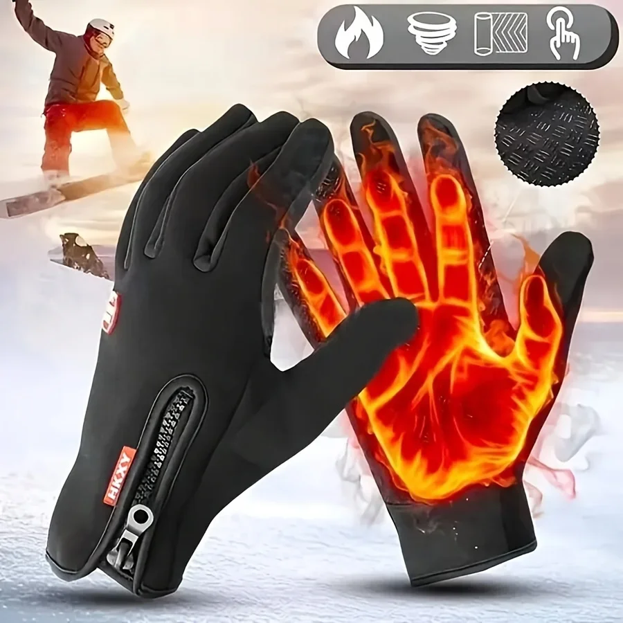

1 Pair of Winter Windproof Touch Screen Warm Gloves, Suitable for Outdoor Cycling, Fishing and Running, Multi-functional Gloves