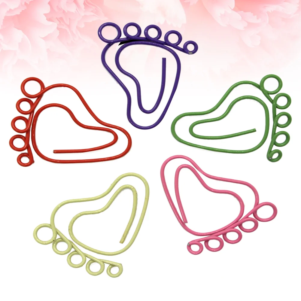 24Pcs Lovely Little Feet Shaped Photo Clips Paper Clips Creative Note Clips Paper Pin for Party Gift Office