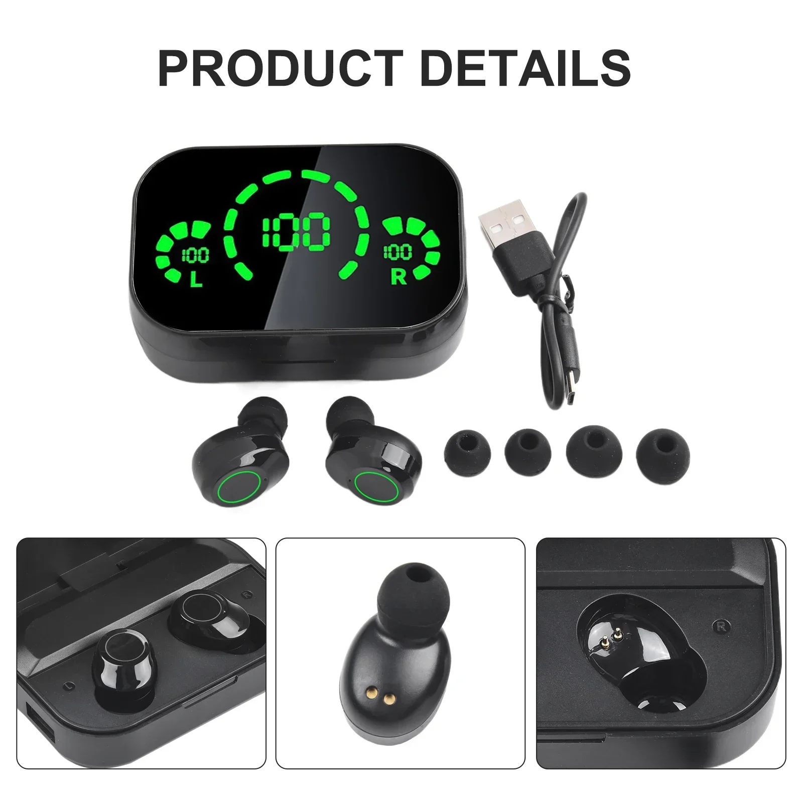 Premium Wireless Comfortable High Quality Noise Reduction Earbuds With Microphone Stereo High Definition Mirror Digital Display