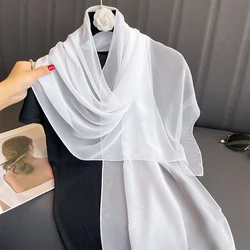 Women Chiffon Soft Solid Scarf Shawl Fashion Decorate Scarves Breathable Sun Protection Elegant Lady Versatile Bandana