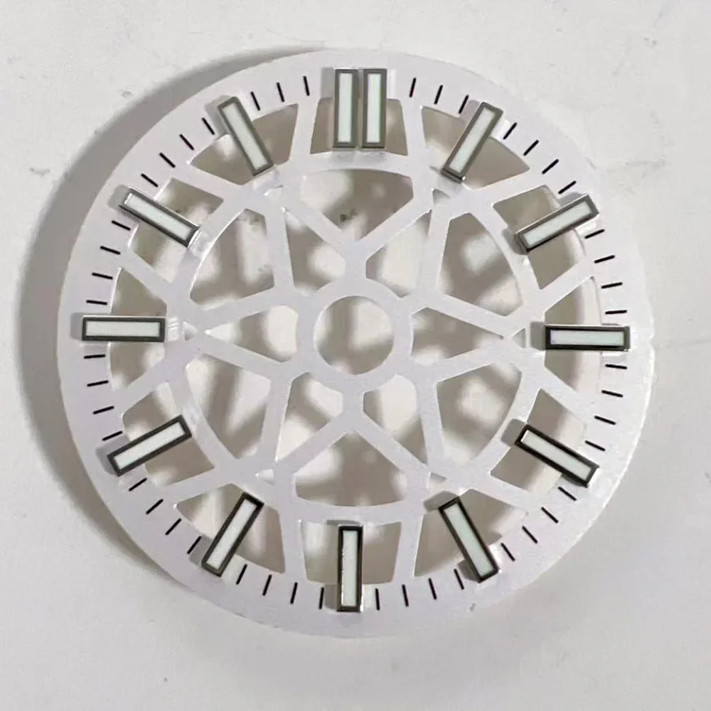 NH70 28.5mm Hollow Flower Skeleton Watch Dial for NH70/NH35/NH36 Automatic Movement Mod Accessories Green Lume Dial Face