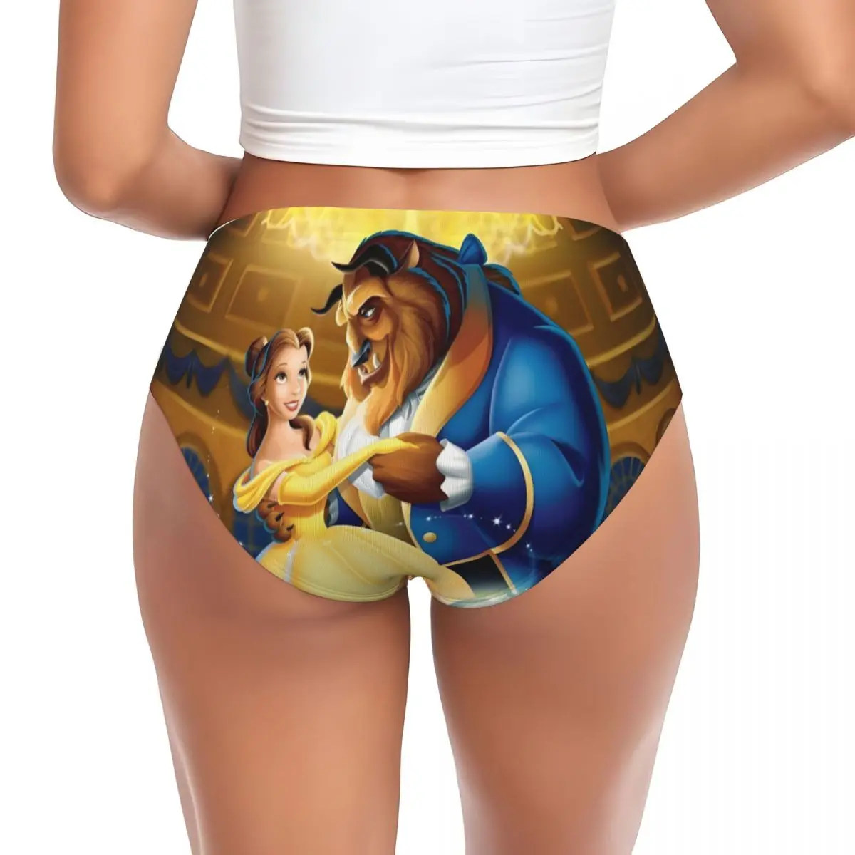 Custom Womens Belle Beauty And The Beast Cartoon Mangas Panties Breathable Comic Briefs Underwear