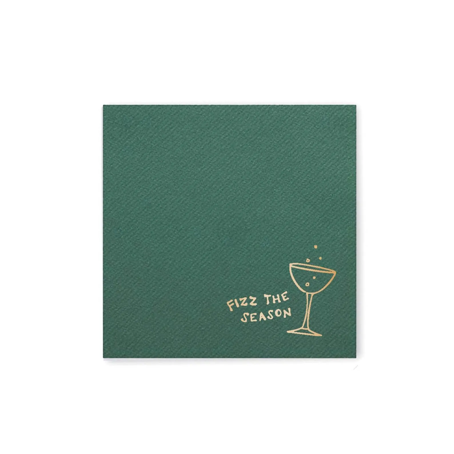 Fizz The Season Cocktail Napkin Set | Green Guest Towel | Foil Print | Funny | Entertaining | Hostess | Holiday Party | Christma