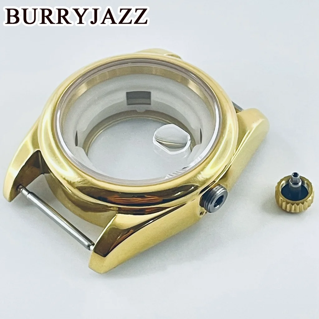 BURRYJAZZ 31mm NH05 NH06 Watch Case Gold Stainless Steel Case With Sapphire Crysta Waterproof