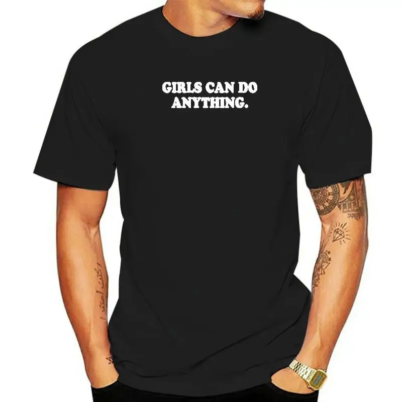 Las chicas pueden hacer cualquier cosa, Camiseta de algodón para mujer, ropa de verano con estampado de letras de talla grande, ropa informal suelta, camisetas, Camiseta femenina