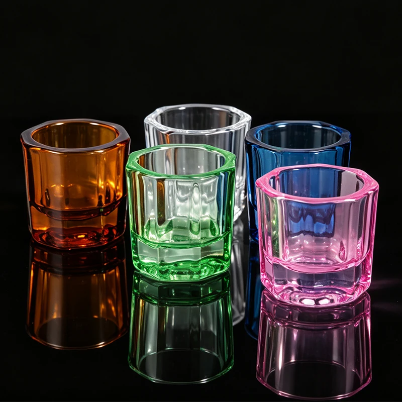 1pc Dental Mixing Bowls Glass Octagonal Rcoencile Cups Oral Powder Holder Dentistry Lab Powder Holder Container Tool 5 Color