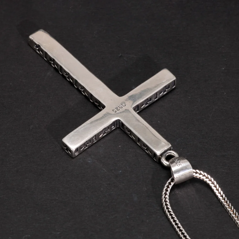 Real Solid 925 Sterling Silver Crosses For Men Christian Black Jesus Pendant Couples Women Lovers Fine Jewelry