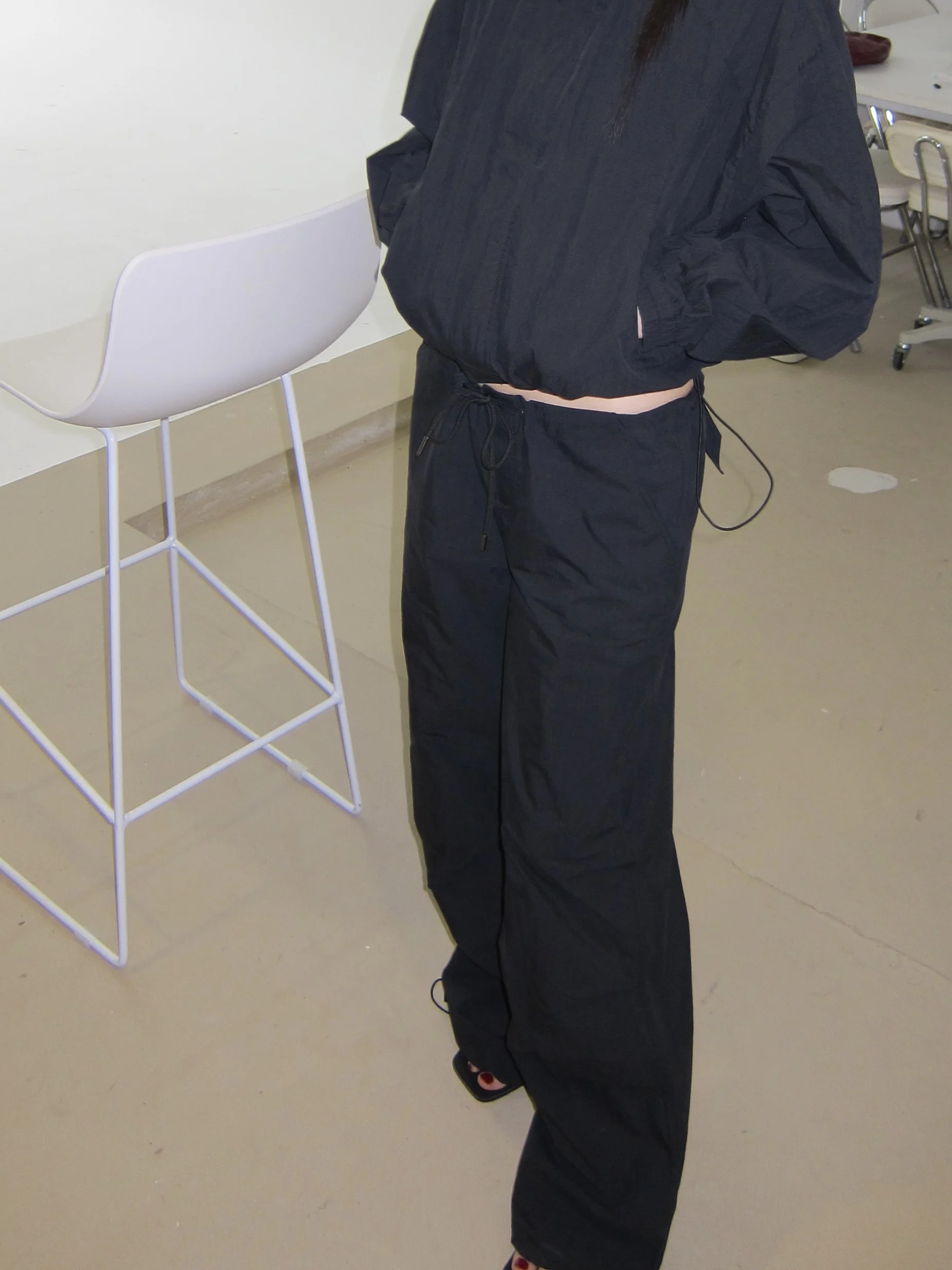 

Frommtof 2023 Simple Casual Lightweight Dual-color Workwear Parachute Pants Natural Waist Long Trousers Cotton 60% Nylon 40%