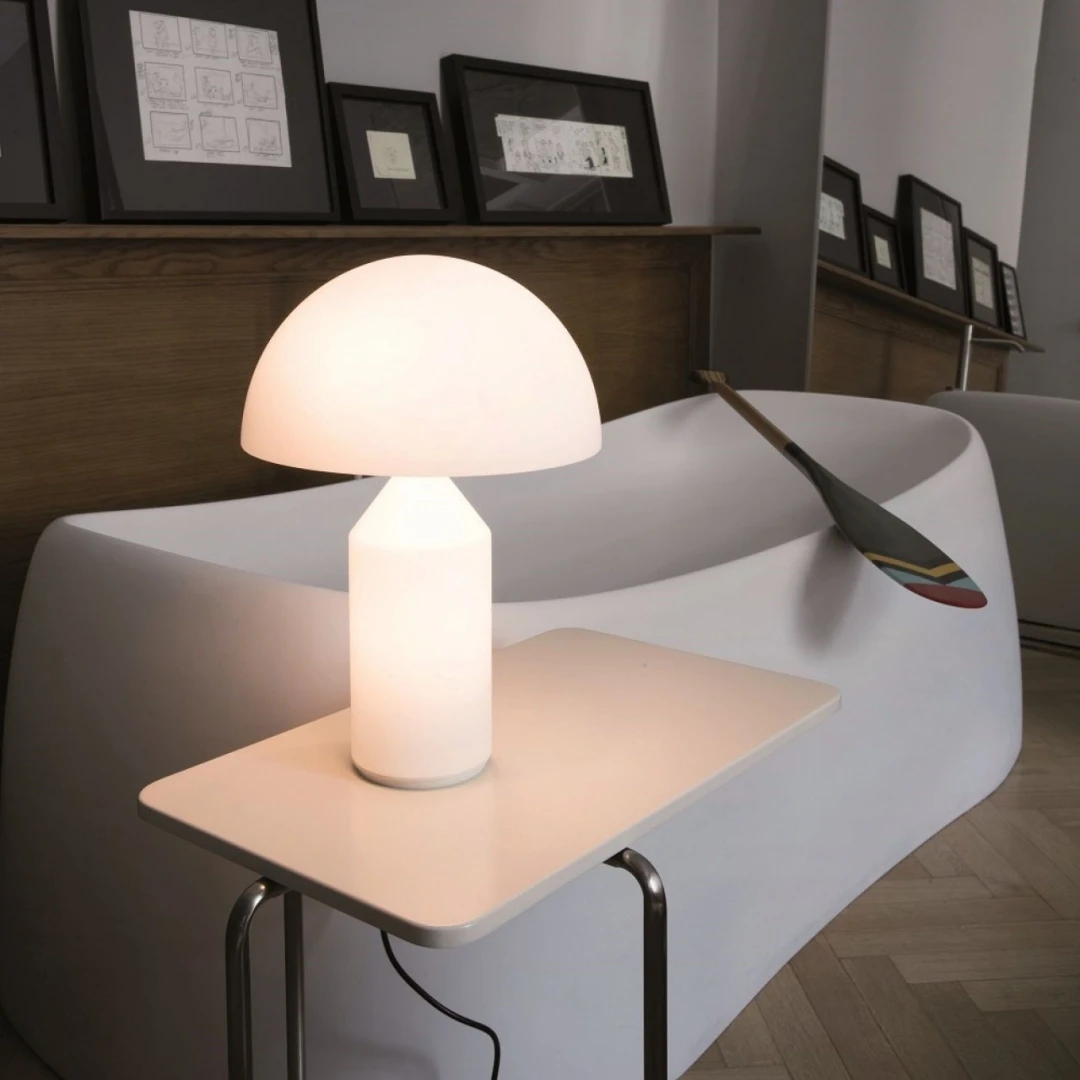 Lâmpada De Mesa De Vidro Lâmpadas De Cogumelo Branco Moderno Criativo Metal Design Cabeceira Iluminação Interior LED Luz De Mesa Decoração De Casa