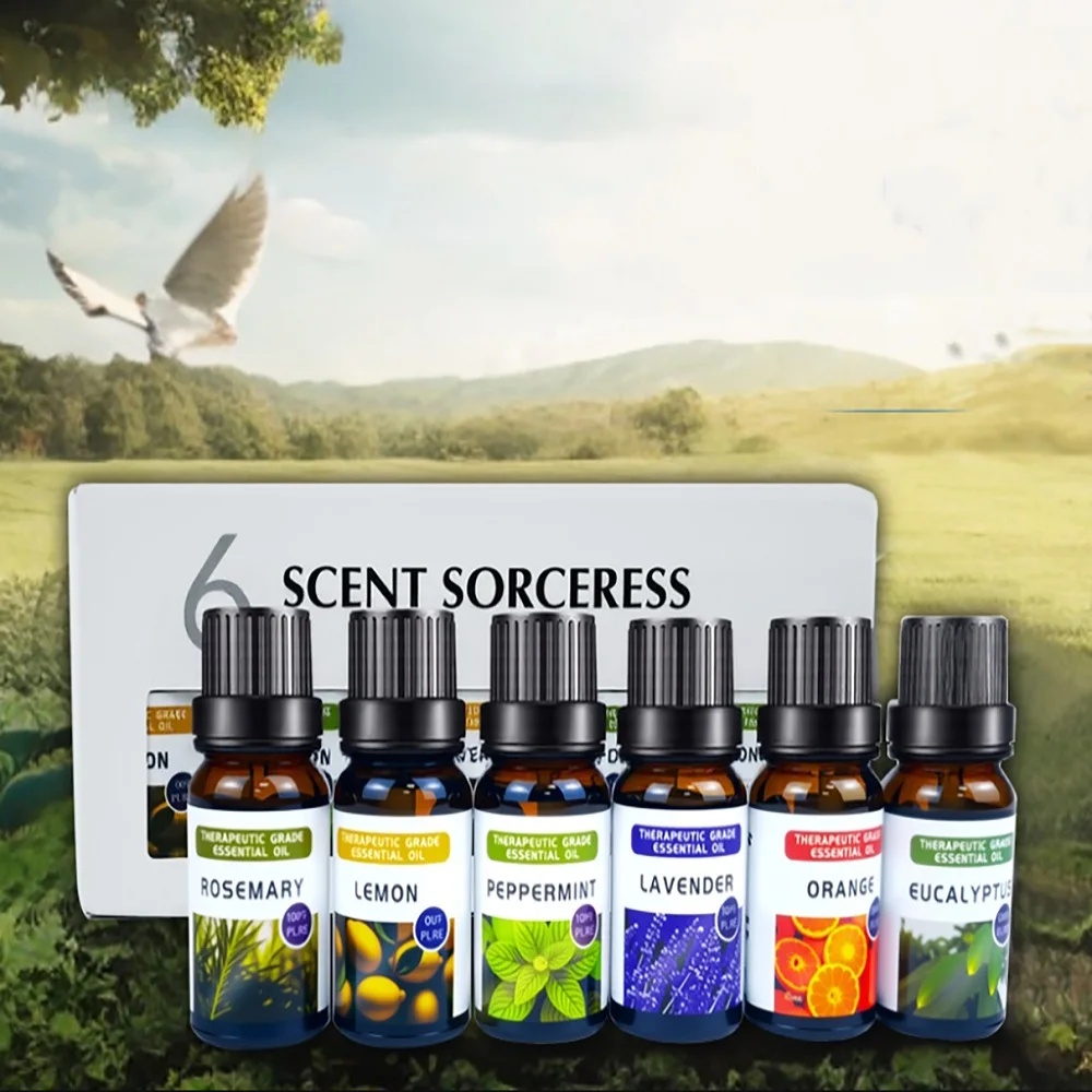 

Чистый 6 шт./компл., лимон, сладкий апельсин, эвкалипт, лаванда, мята, перца, розмарин, аромат, массаж, спа, набор эфирных масел для ароматерапии