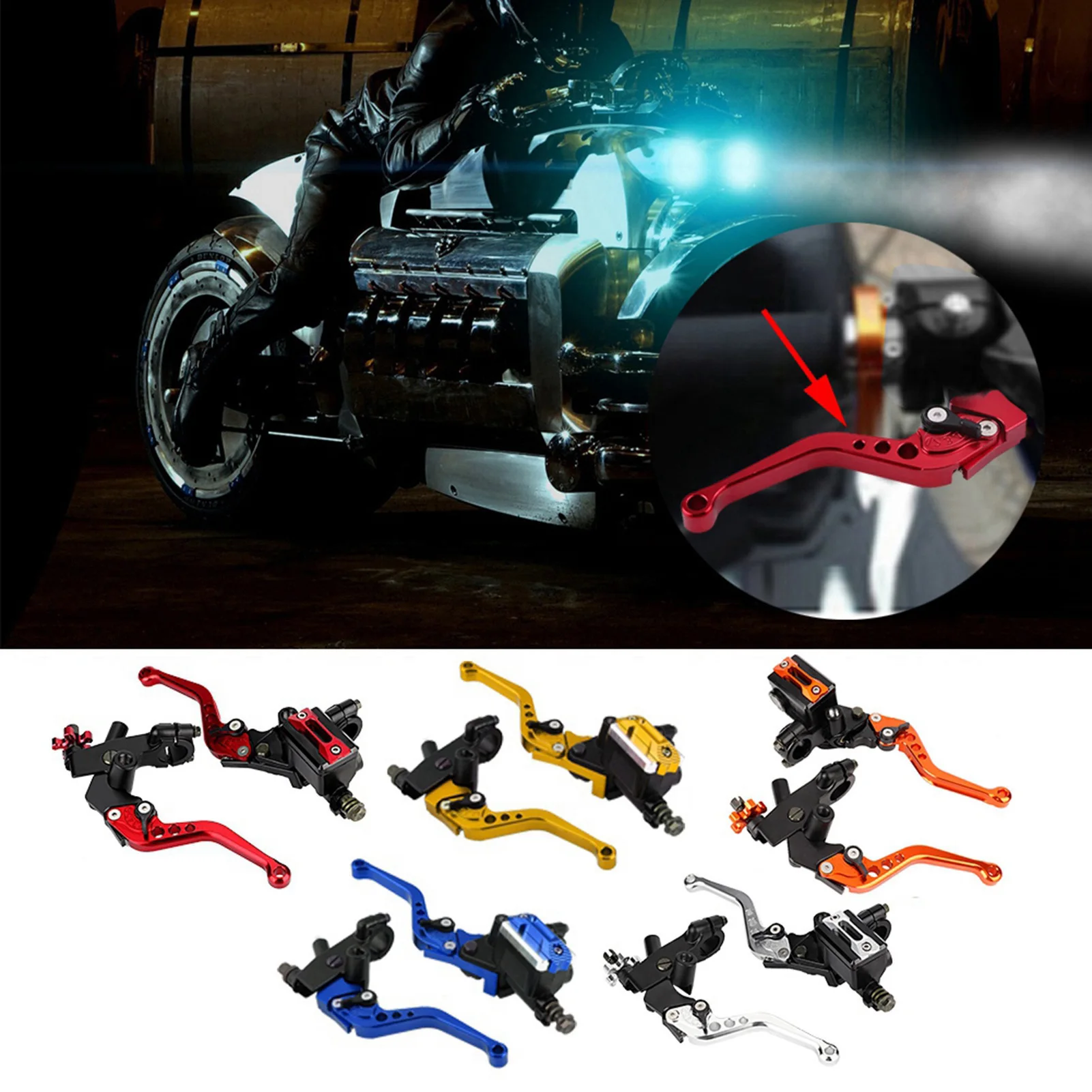 2Pcs 22mm Universal Motorcycle Handlebar Master Cylinder Levers Handle Hydraulic Brake Pump Clutch Adjustable Hand Lever