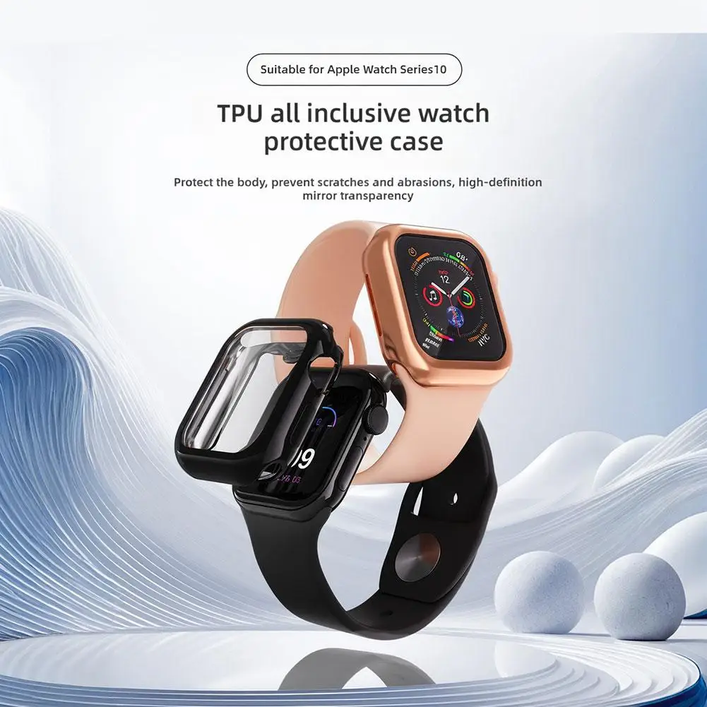 Untuk Apple watch 10 casing pelindung layar 42mm/46mm cakupan penuh Bumper lembut TPU penutup pelindung aksesoris