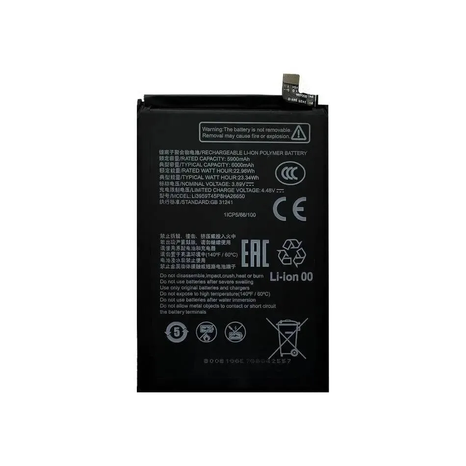 Mobile Phone Battery 6000Mah Li3959t45p8ha26650 Safe And Reliable For Zte Nubia Neo 2 5G Z2352N Portable