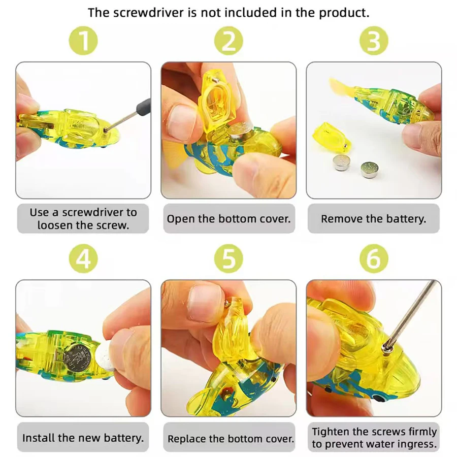 6個入り - 水中で泳ぐプレミアム電子魚のおもちゃ、LEDライトが水で泳ぐのを促進、子供の入浴や水遊びに