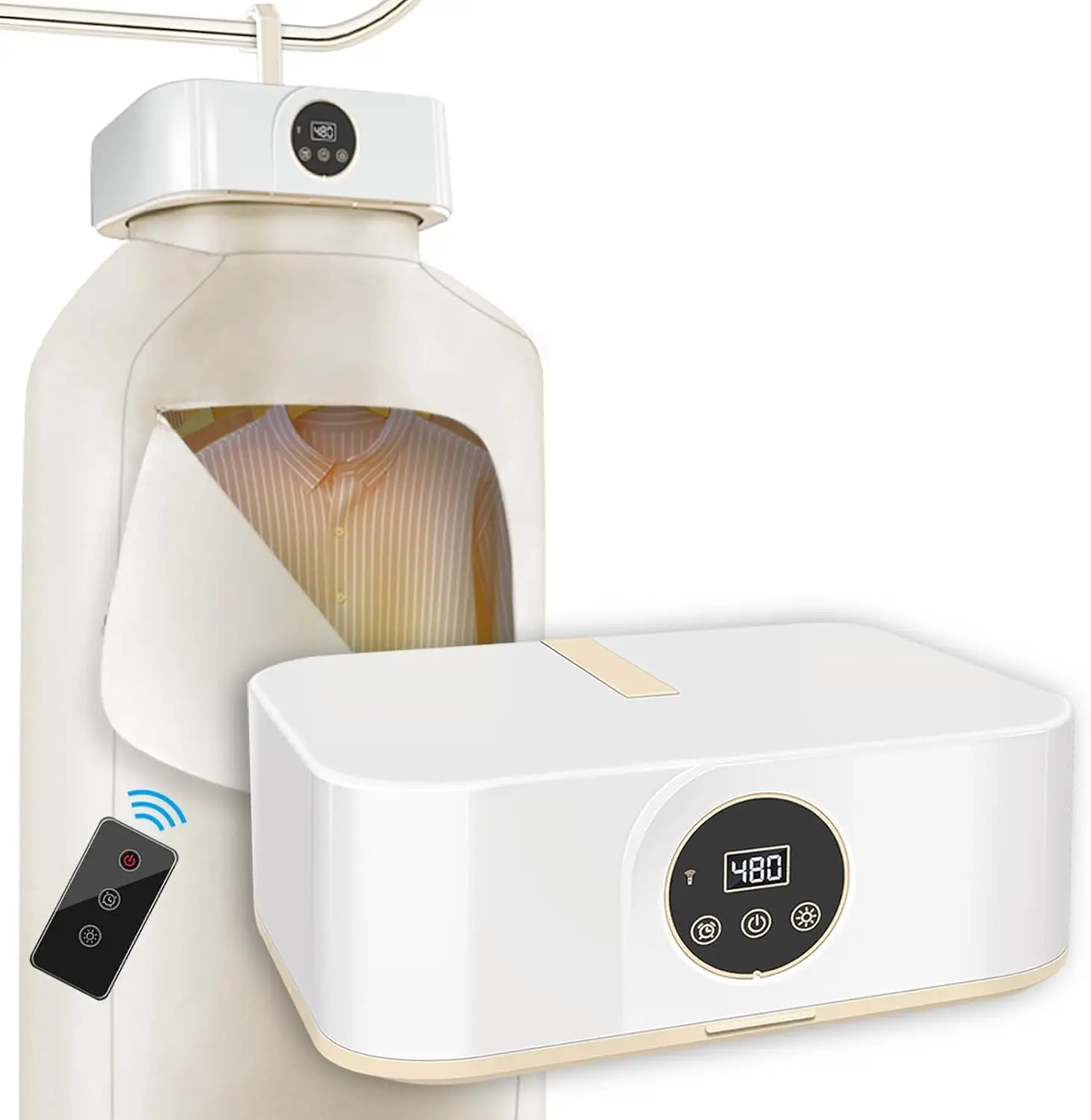 Secador de roupas portátil para apartamentos, viagens e quartos de hotel - Mini máquina branca clássica