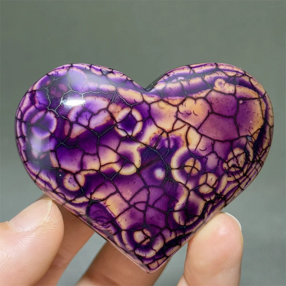 Colorful Dragon Pattern Agate Heart-Shaped Natural Mineral Crystal Home Garden Decoration Healing Witchcraft Meditation Gem