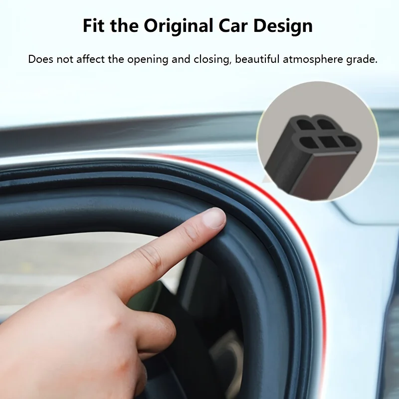 Double-Layer 5-Hole Rubber Seal Strips, Thickened Noise Insulation for Universal Car Doors & Sills